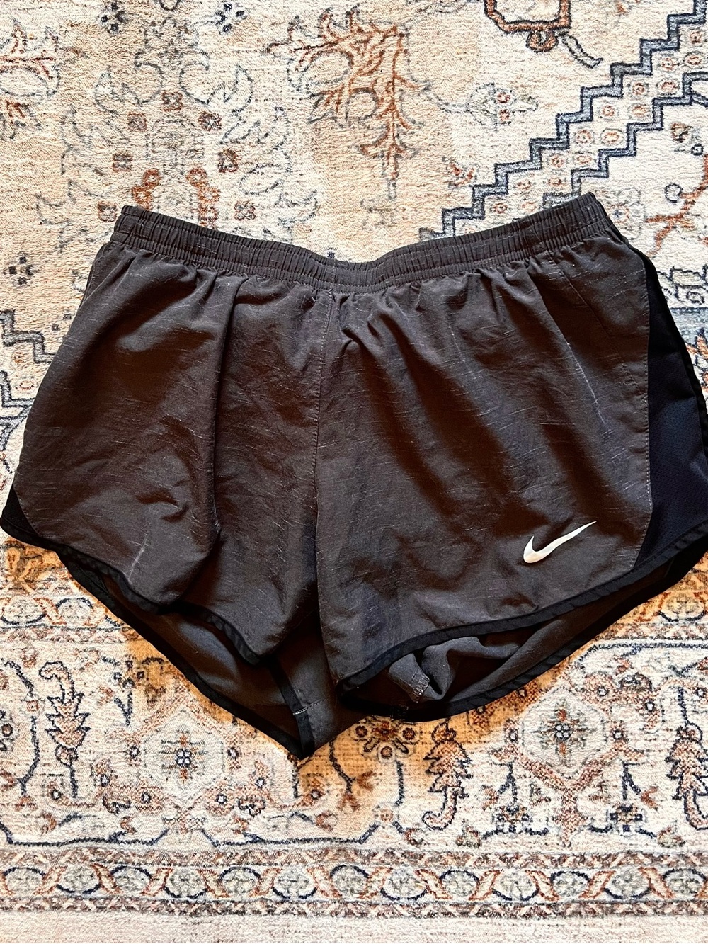 Nike Black Women’s Dri-FIT Athletic Shorts with White Swoosh